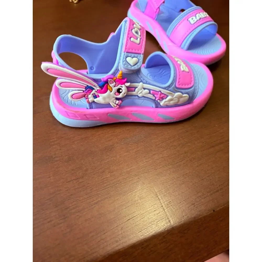 Toddler Size 23 / US 7 Baby Love Pink Blue Sandals Velcro Summer Shoes